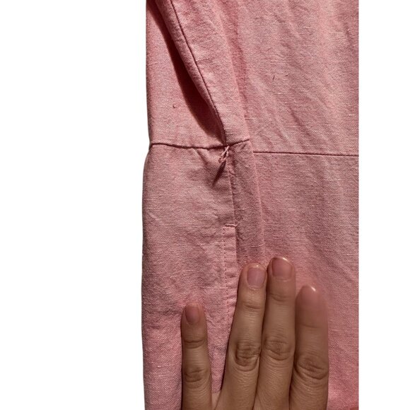 Madewell linen Puff Sleeves Jumpsuit Womens Medium Pink Straight Leg Button Down - Picture 14 of 16
